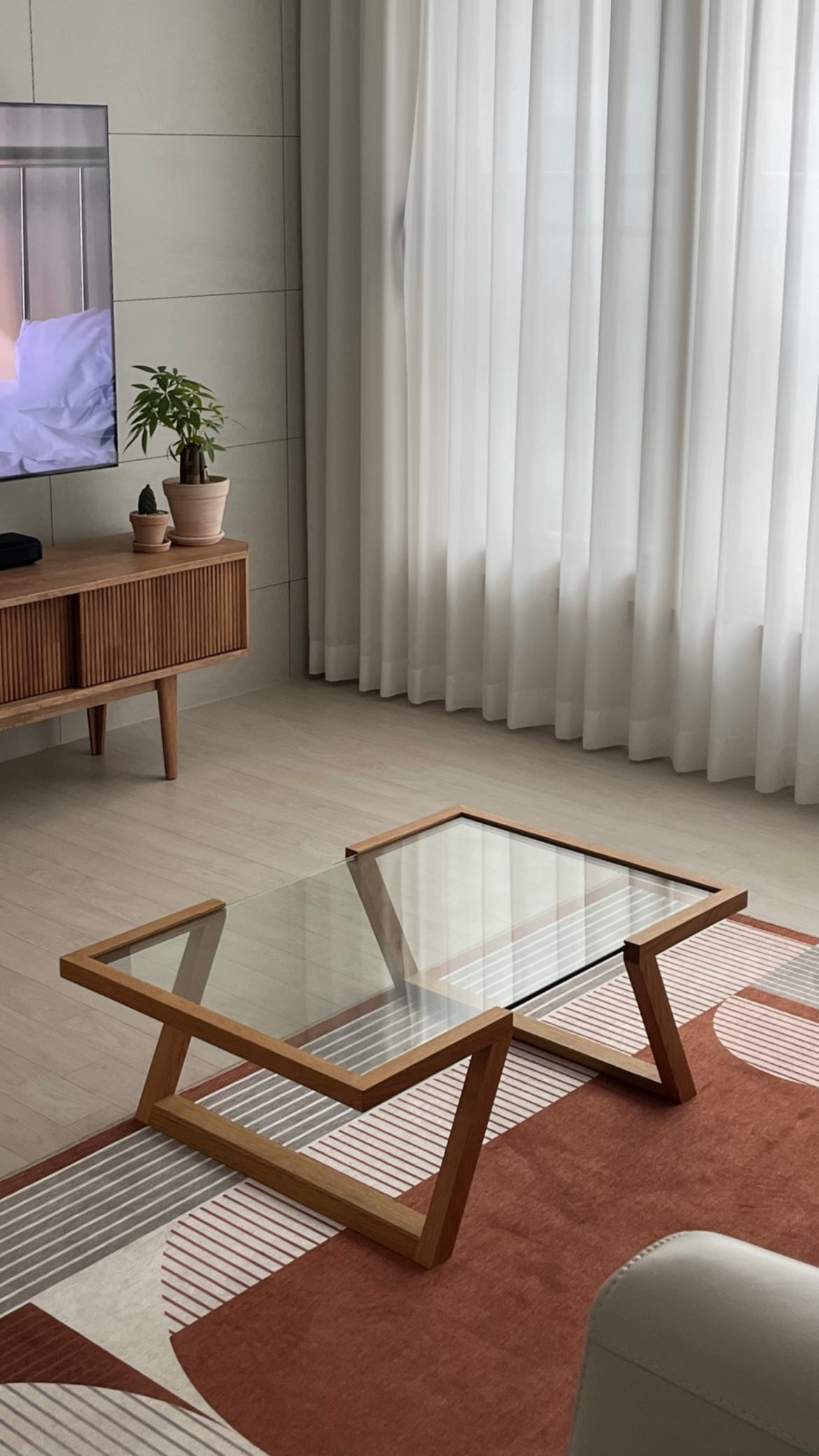 Flat Coffee Table - 화이트오크